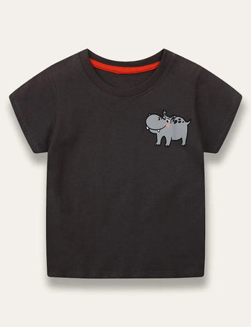 Black Hippopotamus Print T-shirt - Mini Taylor